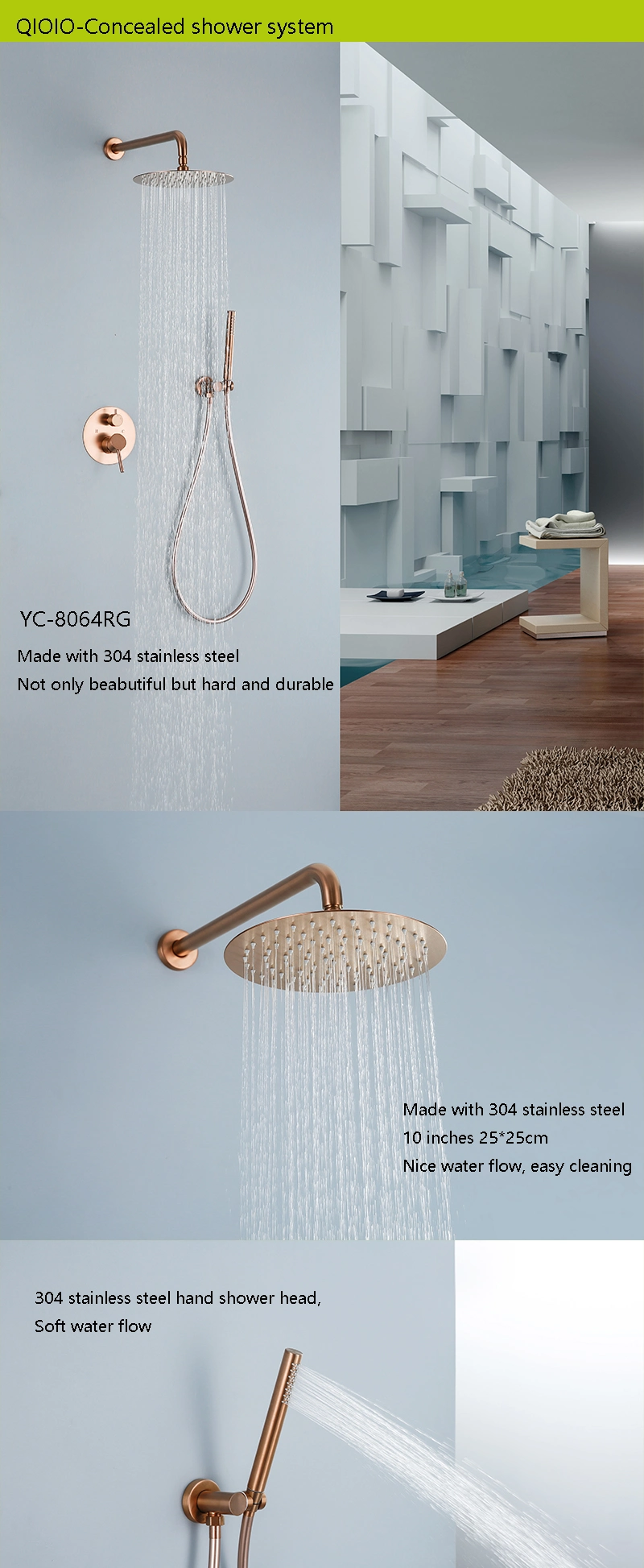 Two-Function Shower Mixer Set with Shower Head and Hand Shower