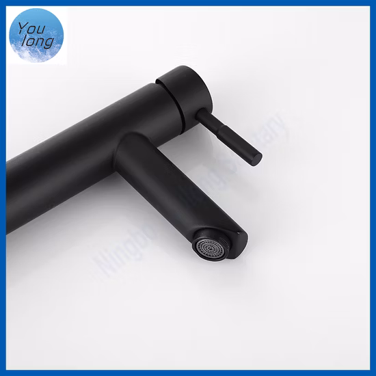 Grifo mezclador de agua fría y caliente antiguo, grifo de lavabo de baño negro mate de acero inoxidable 304