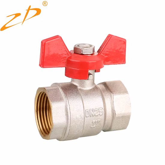 1/2"-1" DN10 F/M OEM Gas/Control de agua Cierre la válvula de bola de latón niquelado con manija de mariposa
