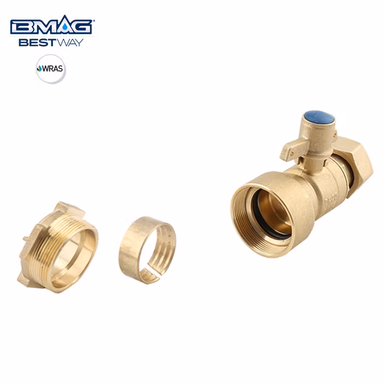 Válvula de medición de latón Bmag - Recta y ángulo recto/Cw617n Cw602n Válvula de bola mecánica bloqueable antifraude de latón para tubería de HDPE